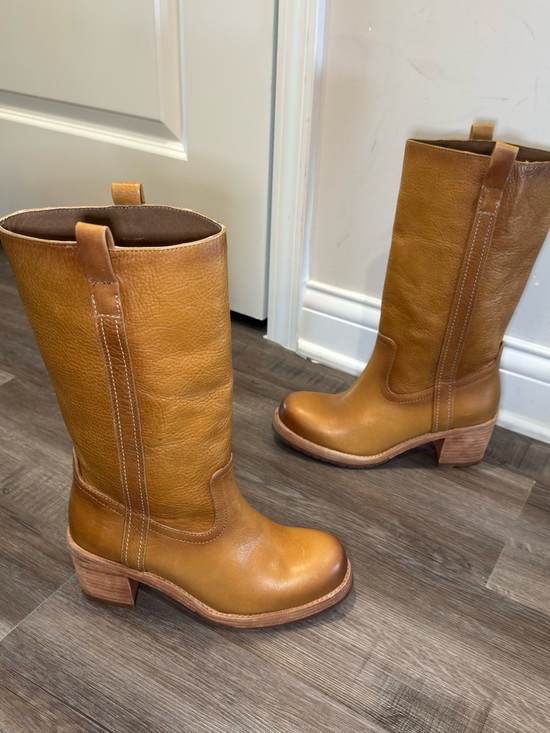 Cleo + Wolf Shoes - Cleo + Wolf Scout Fashion Tan Leather Round Toe Heeled Boots